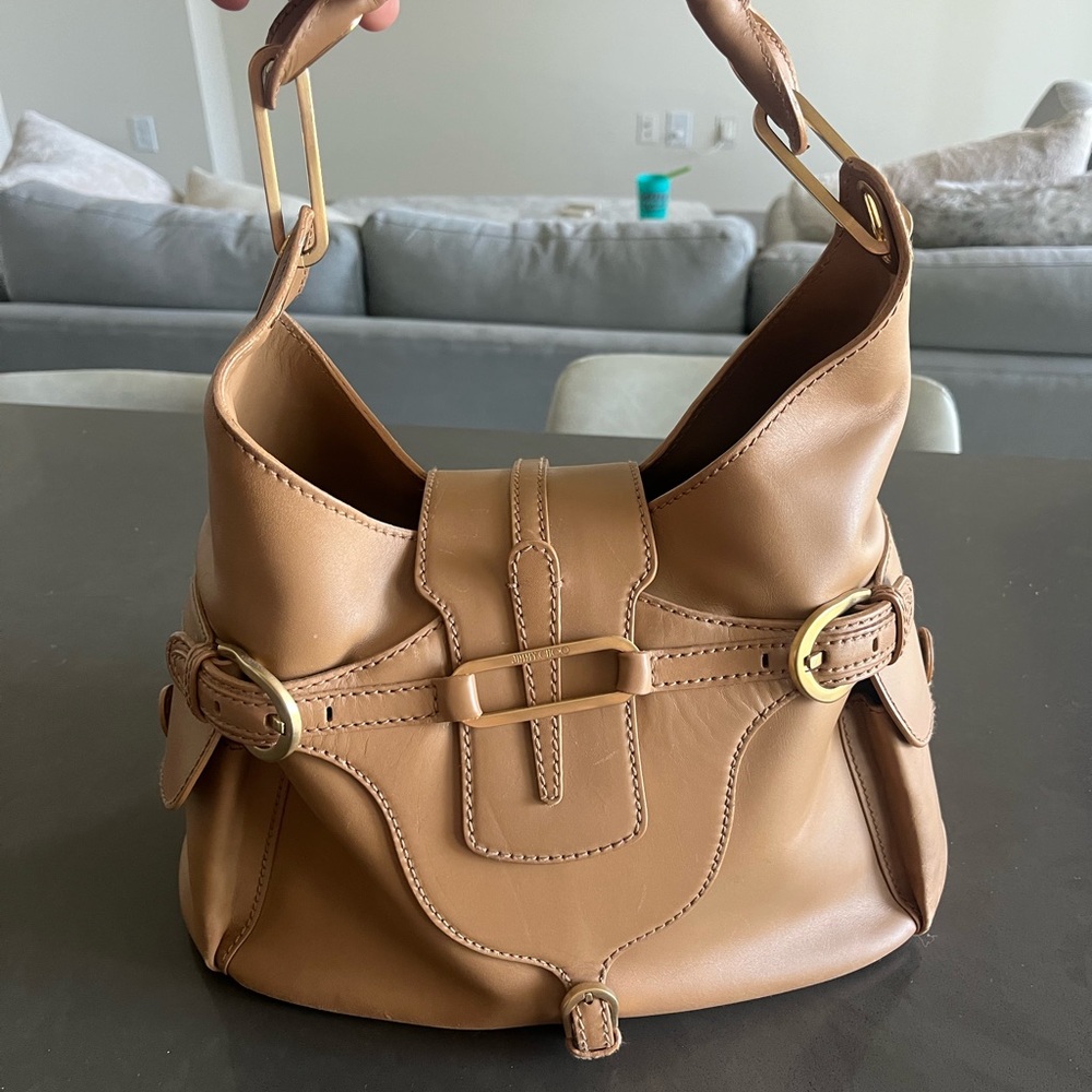 PRISTINE Condition Jimmy Choo Tulita Hobo Bag in Camel Leather